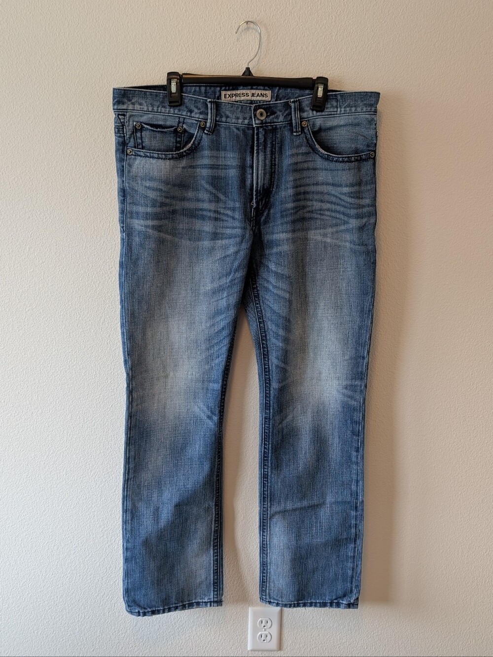 Express Men's Light Blue Straight-Leg Jeans SZ 36x34